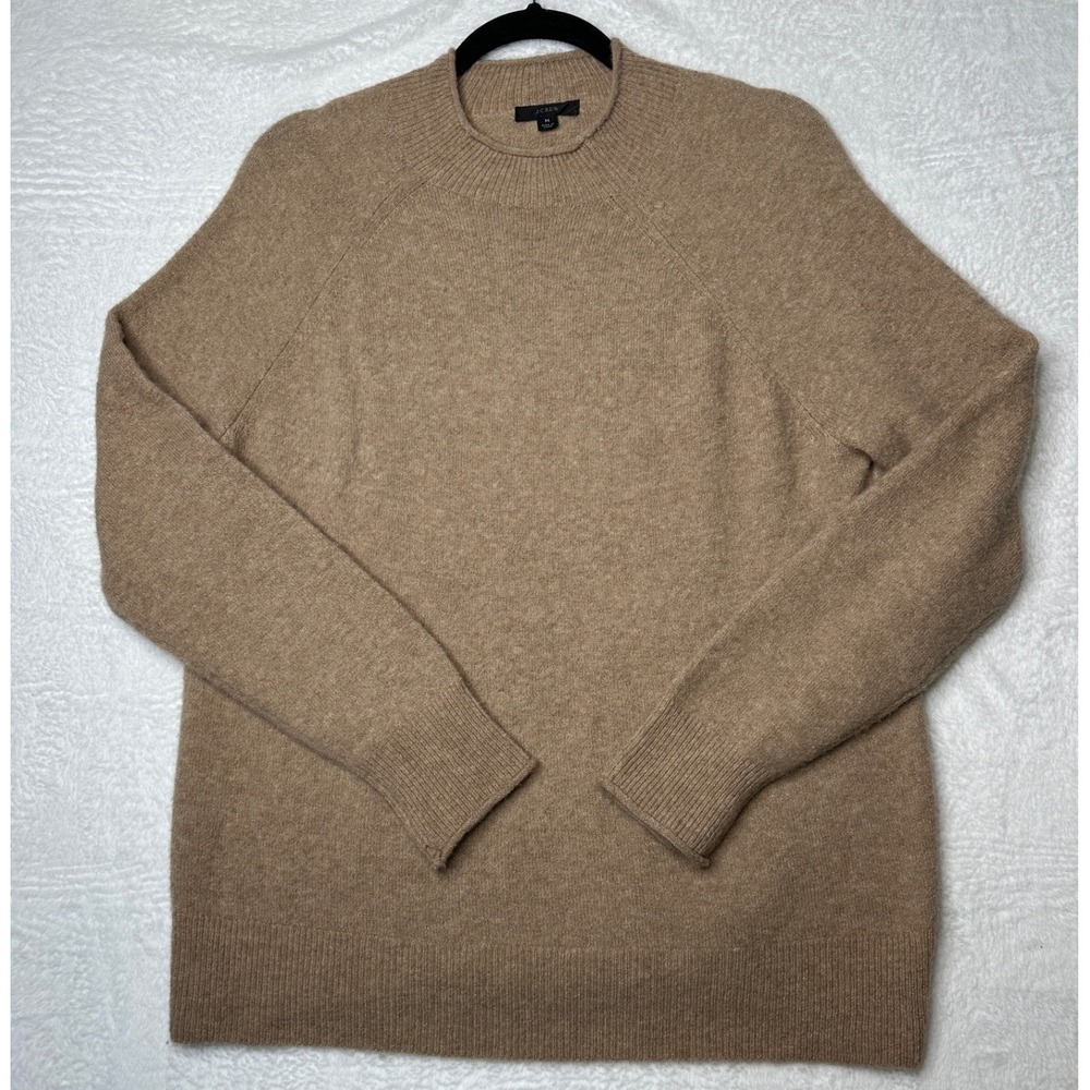 J.Crew Sweater Men Medium Tan Brown Knit Raglan Sleeve Crew Neck